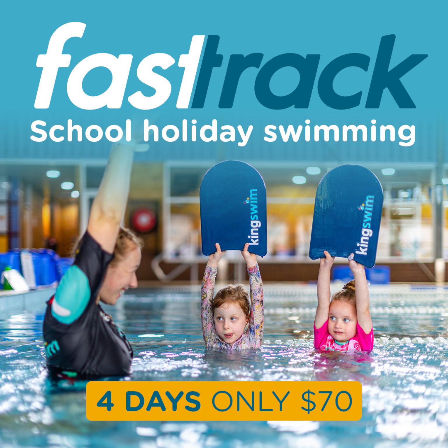 Fast Track school holiday program poster 4 days only $70