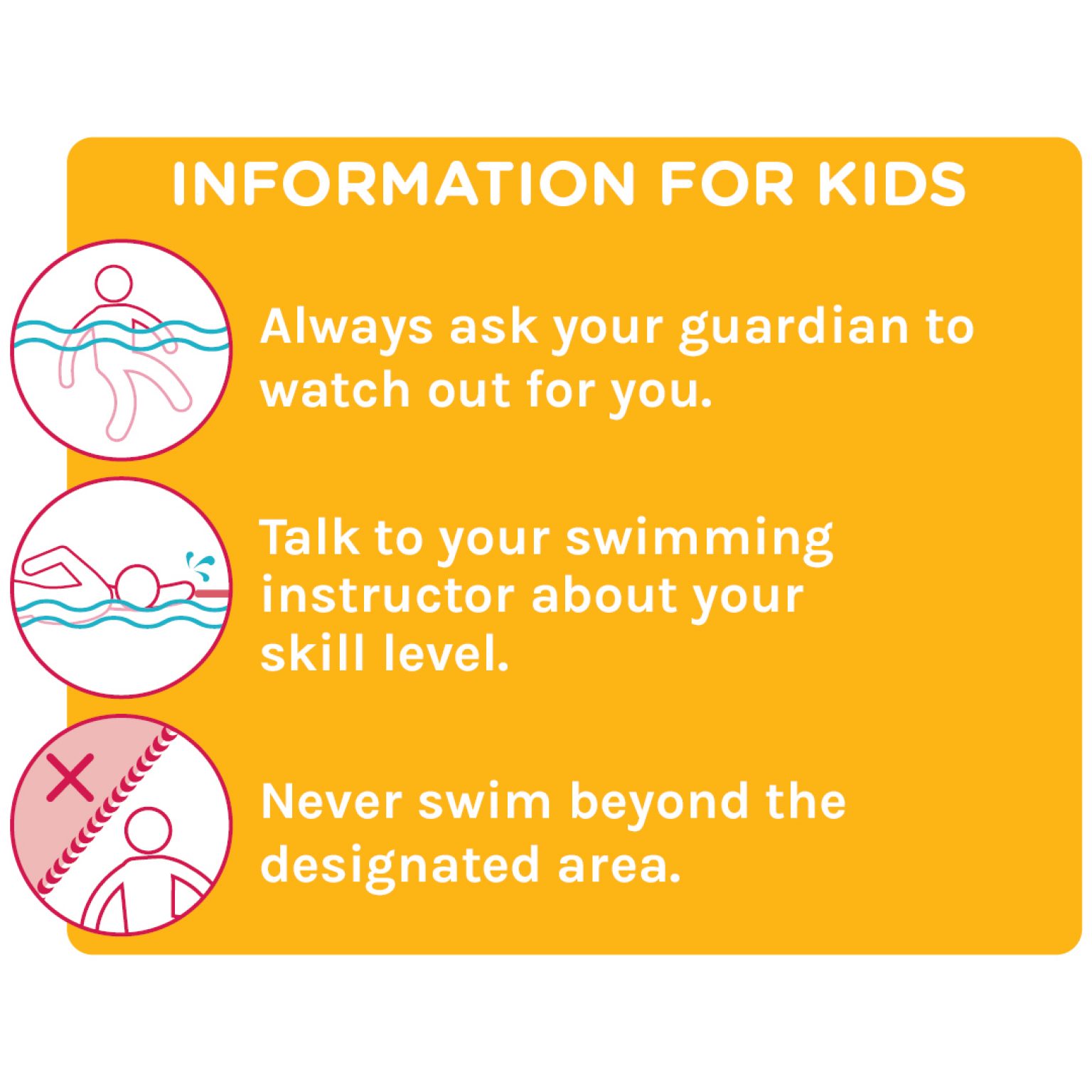 infographic with 3 water safety tips for kids